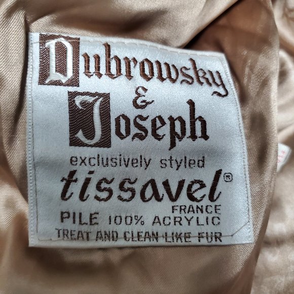 Dubrowsky & Joseph Tissavel France Light Brown Faux Button Up Fur Coat - Picture 7 of 9